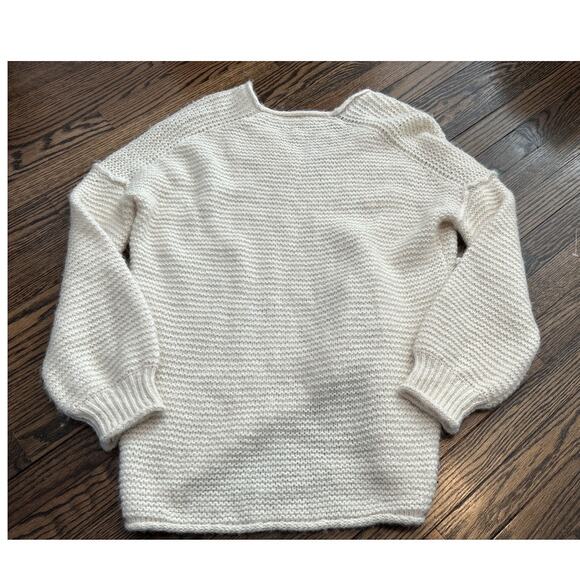 Free People Size S Alpaca Blend Sweater All Mine Ivory Oversize Chunky Pullover - Picture 2 of 7